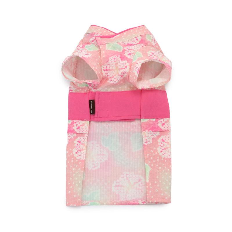 PET PARADISE 犬 服 夏 浴衣 朝顔 中型犬 大型犬 | ピンク 絞り風 花柄