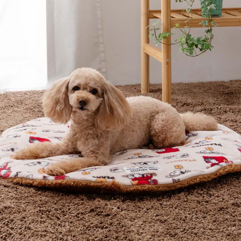 SNOOPY（スヌーピー） 犬 マット 冬用 遠赤外線 丸型マット うたたね柄