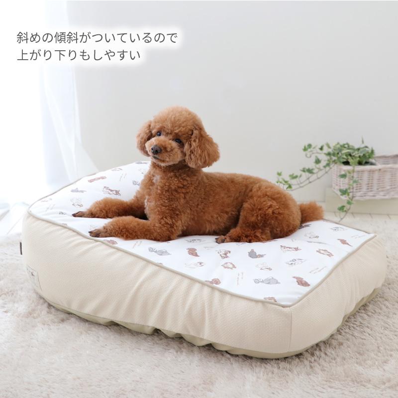 犬 ペットベッド 寝そべりベッド ワン柄 makokoro | クッション カドラー 洗える カバー取り外し 傾斜 シニア 老犬 介護 快適｜pet-para｜06