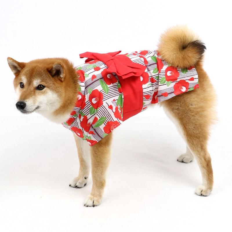 犬服 犬 服 ペットパラダイス 椿柄 浴衣 中 大型犬 中型犬 大型犬 全開 ペットパラダイス 通販 Paypayモール