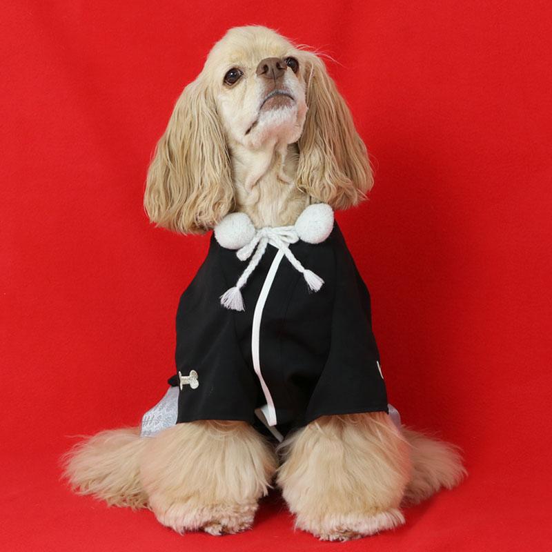 PET PARADISE（ペットパラダイス） 犬 服 秋冬 着物 黒 金糸 紋付き 袴