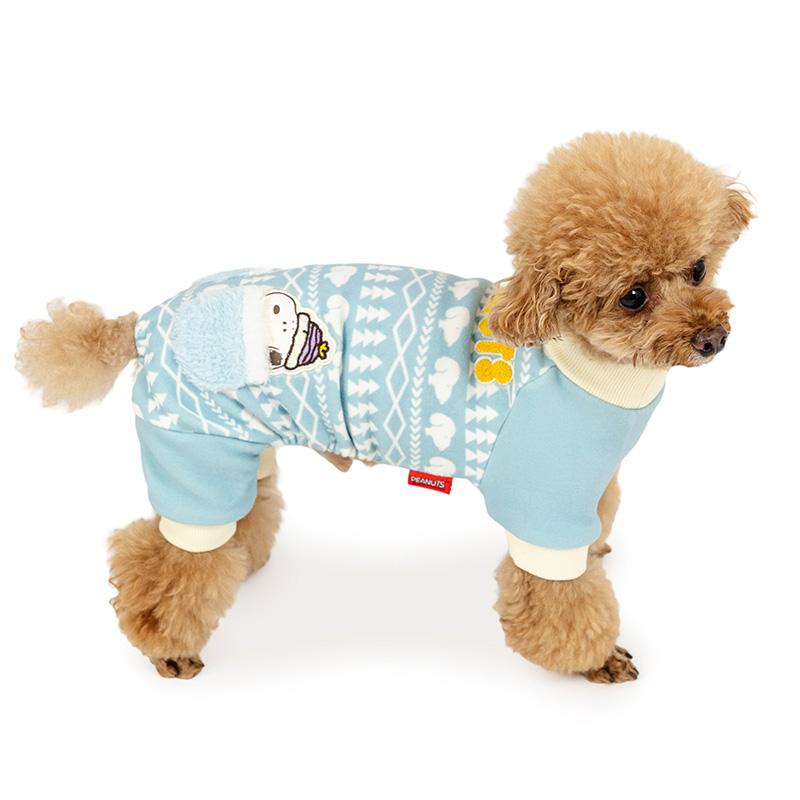 SNOOPY（スヌーピー） 犬 服 冬 雪柄 ペティヒート暖 ロンパース 小型