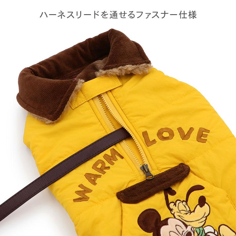 Disney（ディズニー） ミッキーマウス 犬 服 冬 襟付き 綿入 ベスト