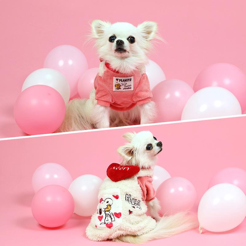 SNOOPY（スヌーピー） 犬 服 春夏 冬 つなぎ 〔小型犬〕 ハート柄