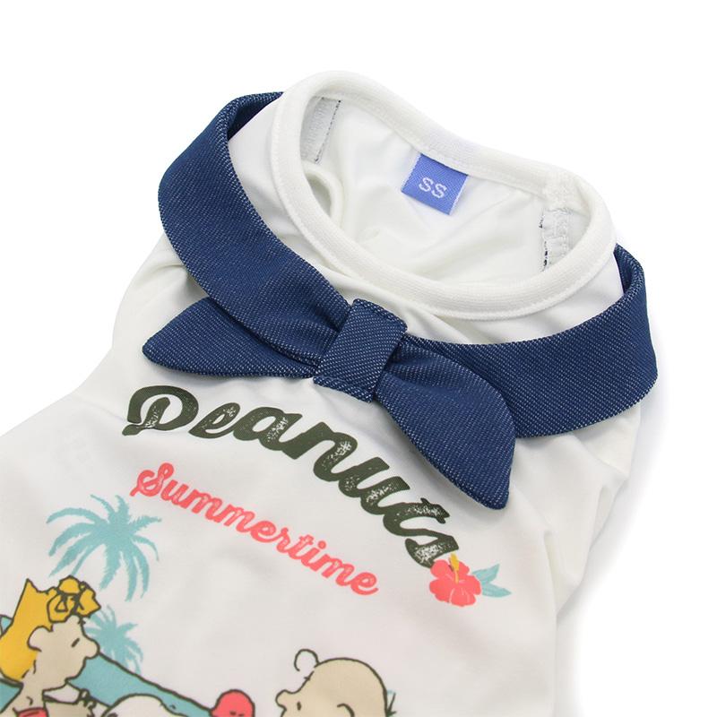 SNOOPY 犬 服 春夏 パンツつなぎ スヌーピー 小型犬 ビーチ柄