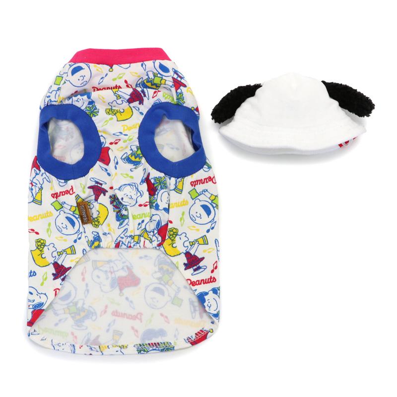 SNOOPY（スヌーピー） 犬 服 春夏 Tシャツ 小型犬 バケットハット付き