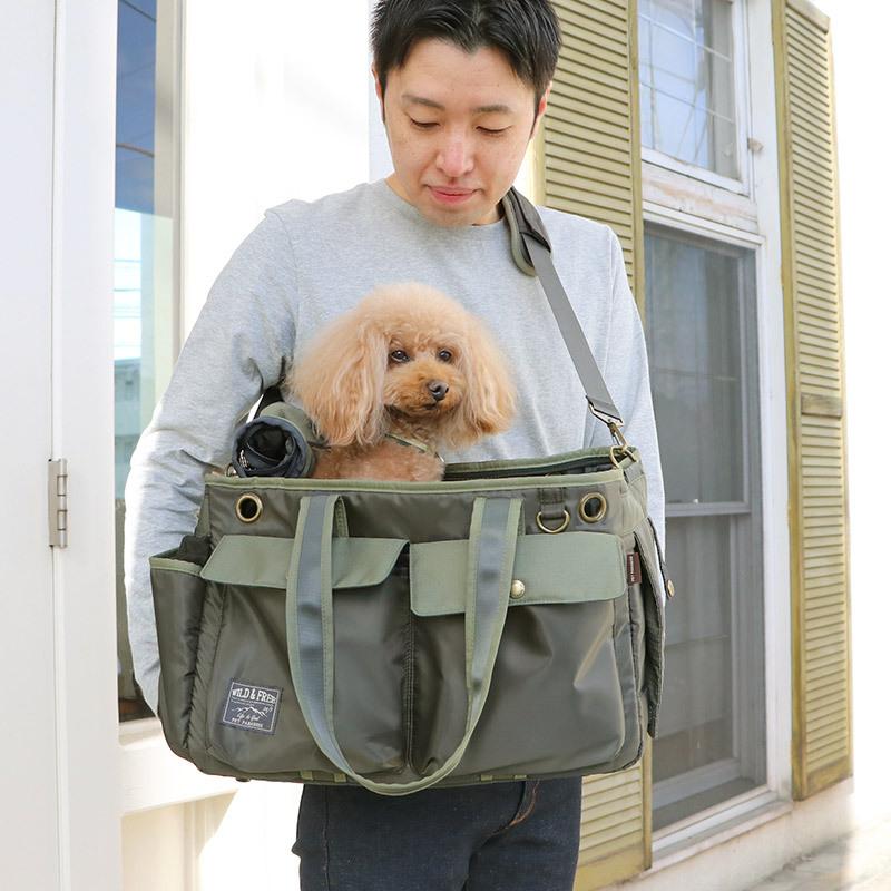 ペット バッグ 犬 猫 キャリー ショルダー 小型犬 おしゃれ キャリーバッグ 四角 カーキ 月間送料無料 ペットパラダイス 通販 Paypayモール