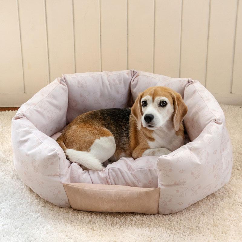 SNOOPY（スヌーピー） P10倍 犬 ベッド 淡色カドラー (76×57cm) 小型犬