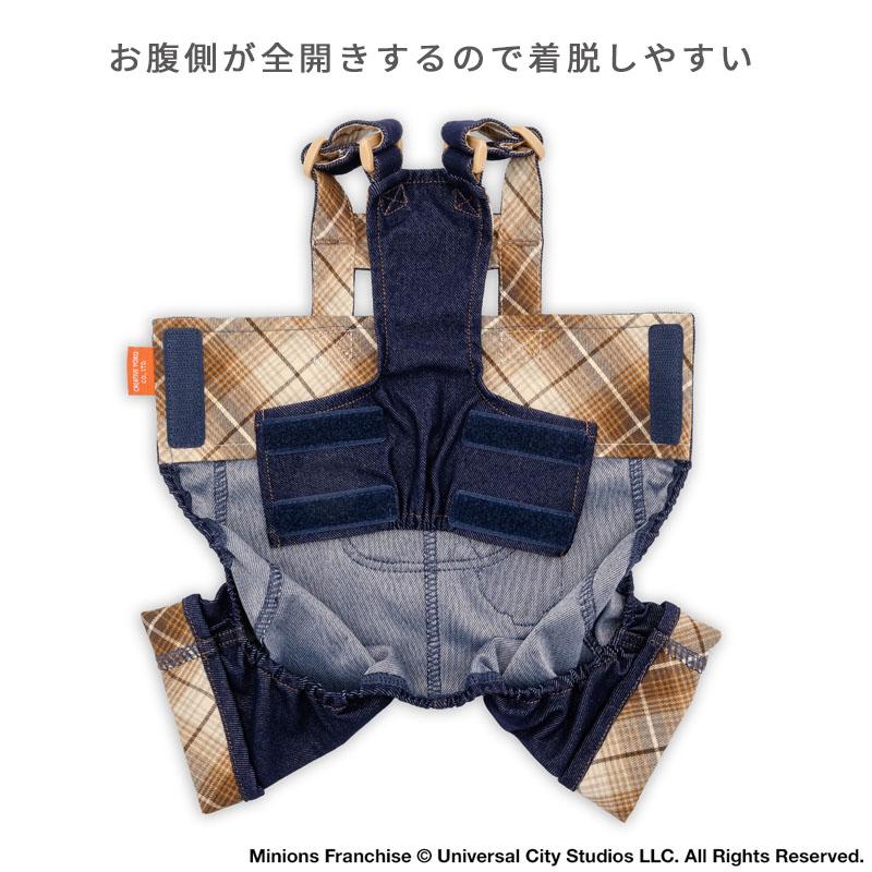 MINIONS（ミニオンズ） ミニオン犬服秋切替チェックオーバーオール小型