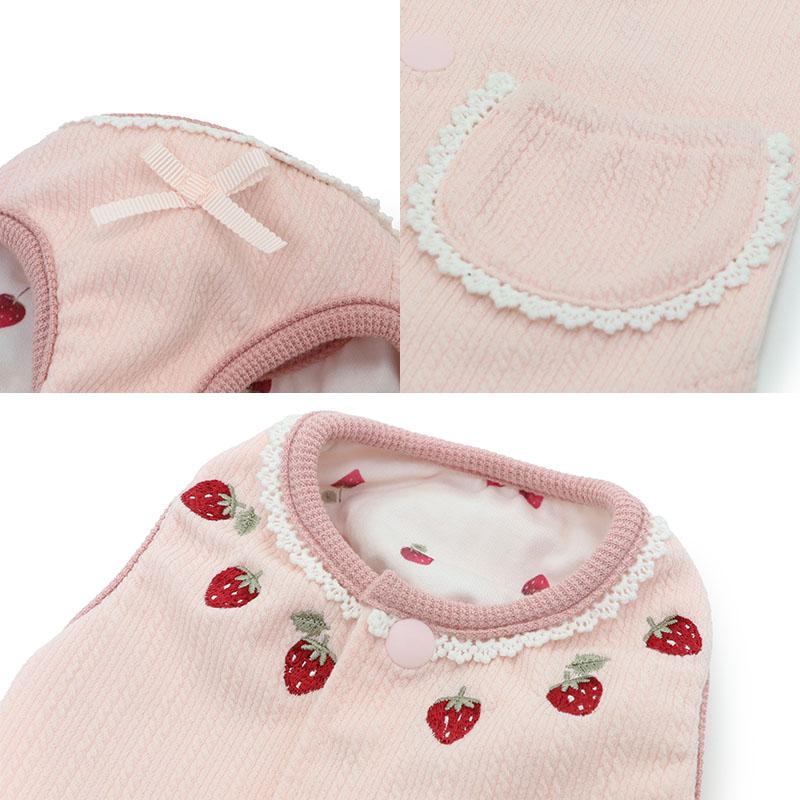 犬服ハンドメイド♡いちご柄立体バラ♡ロンパース cb7667a2d48d4c724bed64ba2bfc71