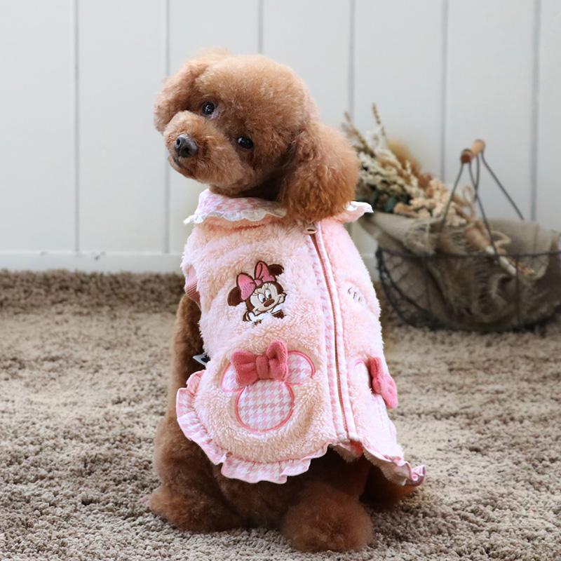 Disney（ディズニー） 犬 服 秋冬 ミニーマウス チェック ジップベスト
