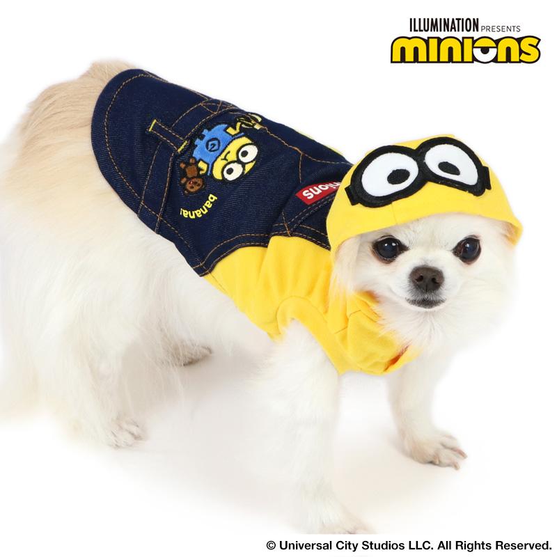 MINIONS 犬服秋冬ミニオンオーバーオール風パーカー小型犬