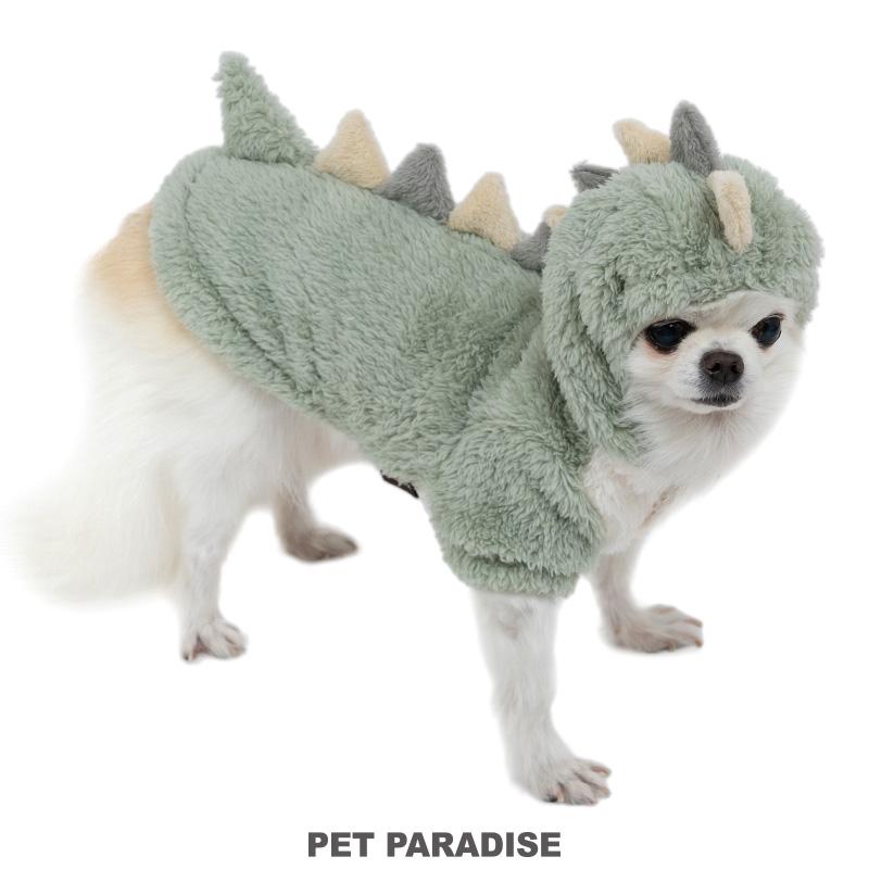 PET PARADISE 犬 服 秋 パーカー 恐竜 もこもこ なりきり 小型犬
