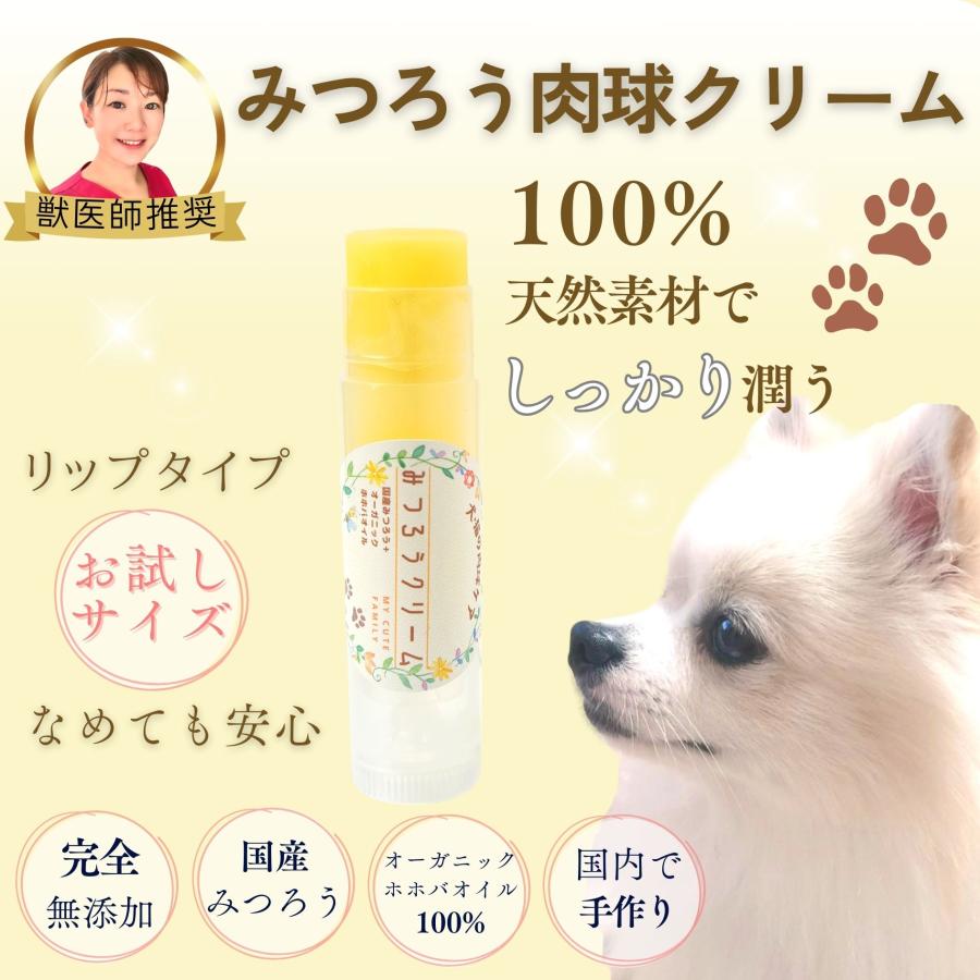 獣医師推奨 お試しサイズ みつろう肉球クリーム 犬猫用 リップスティック My Cute Family 国産 手作り 完全無添加（Yahoo!・そららSORARA）