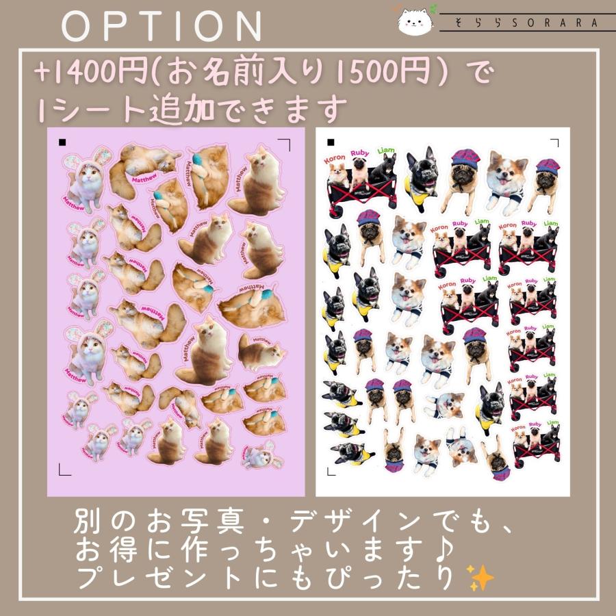 うちの子耐水フレークシール A4に入るだけ! 写真4枚 自由に