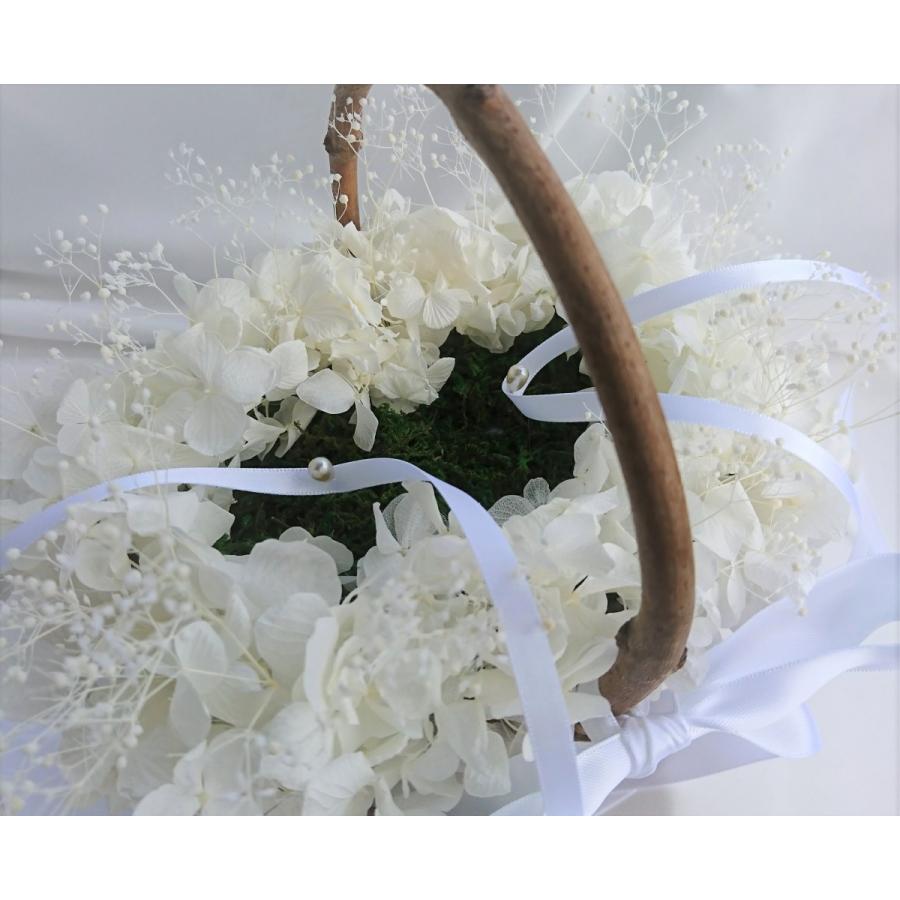 紫陽花オフホワイト ナチュラルなリングピローカゴ リングピローかご プリザーブド R0001 Petal Petal 通販 Yahoo ショッピング