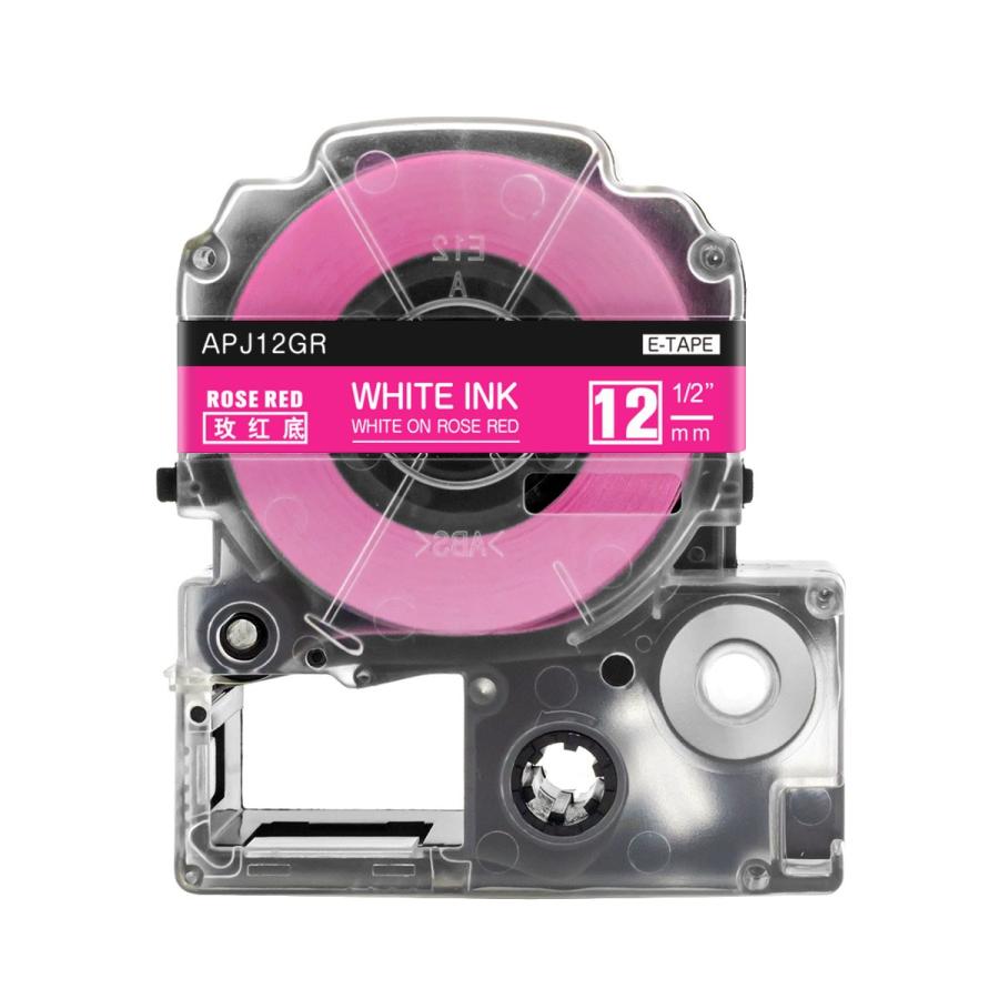 適切な価格 キングジム テプラPRO 用 互換 テープ カートリッジ 12mm 全ての 対応 mtラベル ローズレッド地 SPJ12GR マスキングテープ 白文字