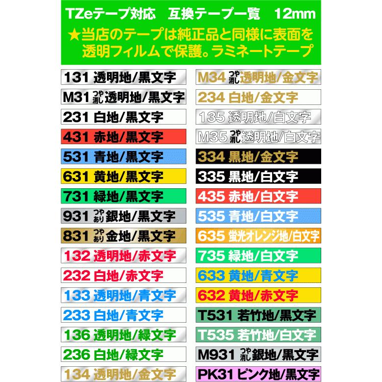 エレコム CTC-BTZE231 ピータッチ用互換テープ 8m 12mm幅 TZe-231互換 白 黒文字