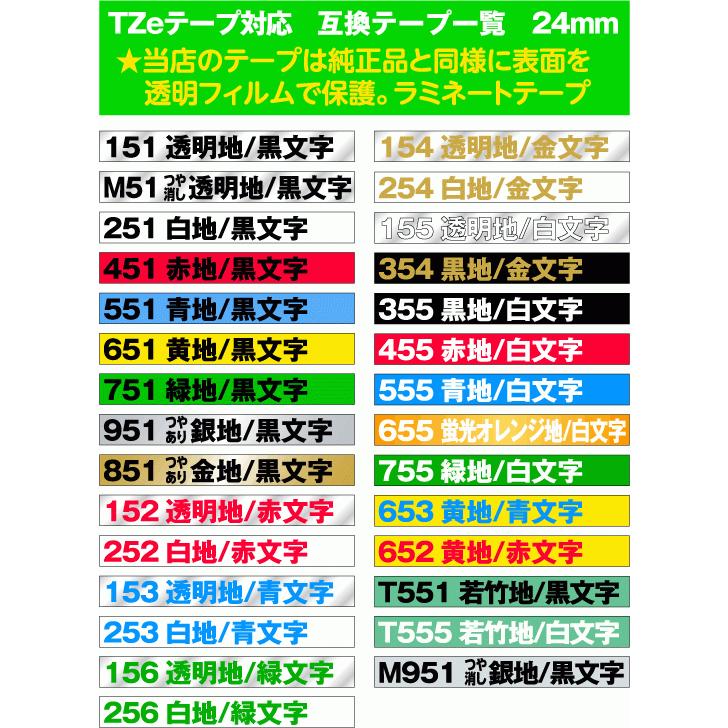 ブラザー brother ピータッチ TZe互換テープ24mm つや消し白黒4個