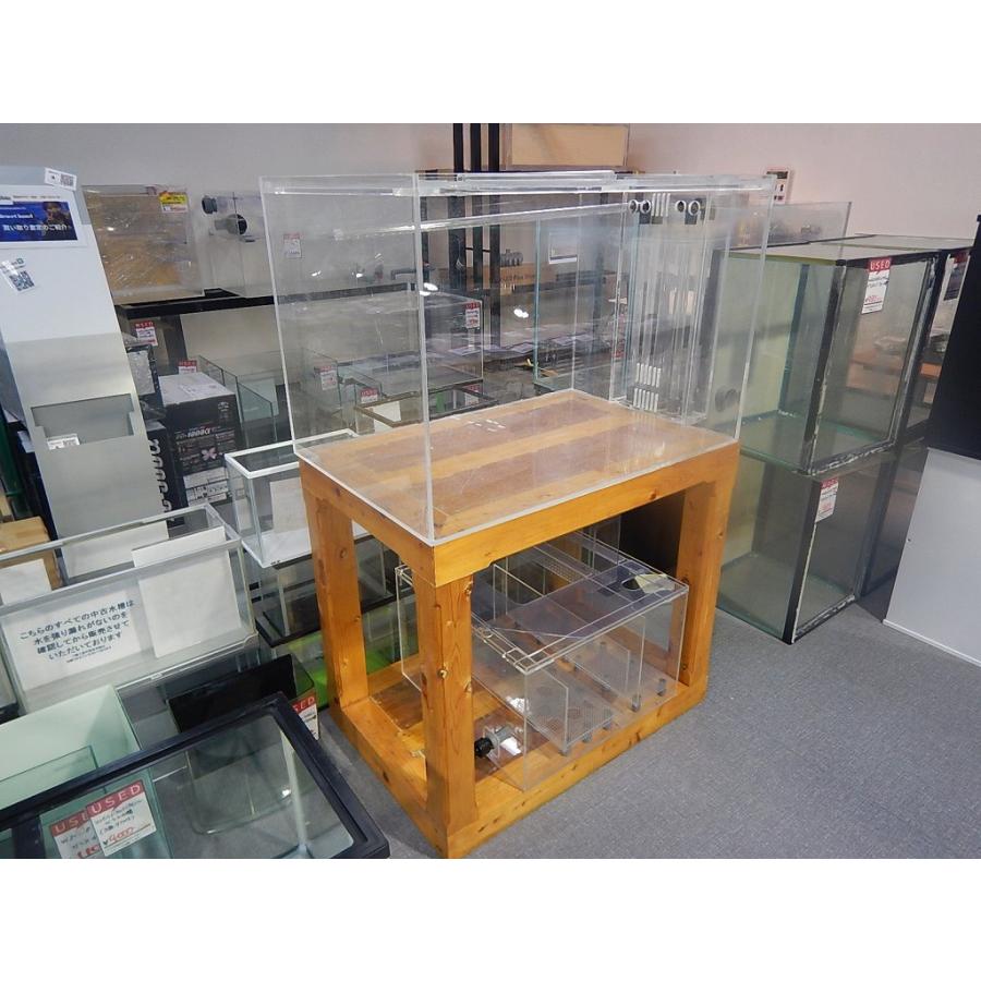 リユース品 熱帯魚 アクアリウム用品 W90d60h60アクリルオーバーフロー水槽3点セット 店頭受け渡し限定 熱帯魚