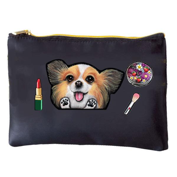 犬 ポーチ パピヨン オーダー コスメポーチ ペンケース オリジナル そっくり イラスト 雑貨 グッズ 当店在庫してます