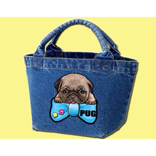パグ 2 お散歩バッグ デニムバッグ 犬 人気 トート バック グッズ かばん 鞄 オーダーメイド オリジナル セール商品