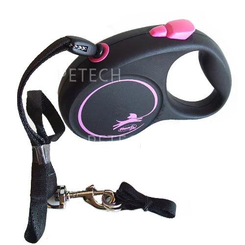 フレキシリード (flexi) ブラックデザイン コードタイプ5m　M  ピンク 犬用リード [〜20kgのワンちゃん]　★ | flexi