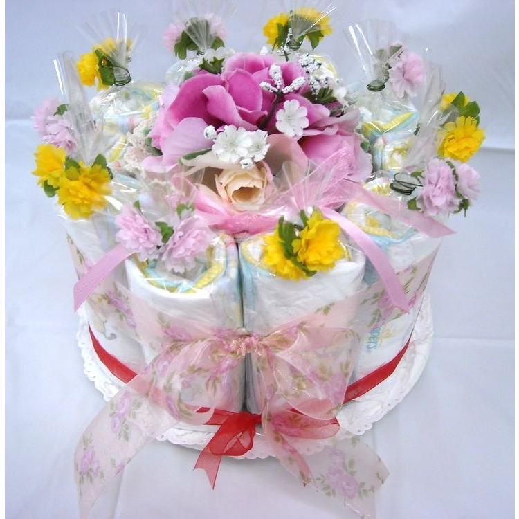 出産祝い おむつケーキ オムツケーキ 人気商品 買い得 リーズナブルなお値段のかわいいおむつケーキ フラワーb 女の子用ピンク系 13 09 05f15p ピーターパンヤフー店 通販 Yahoo ショッピング