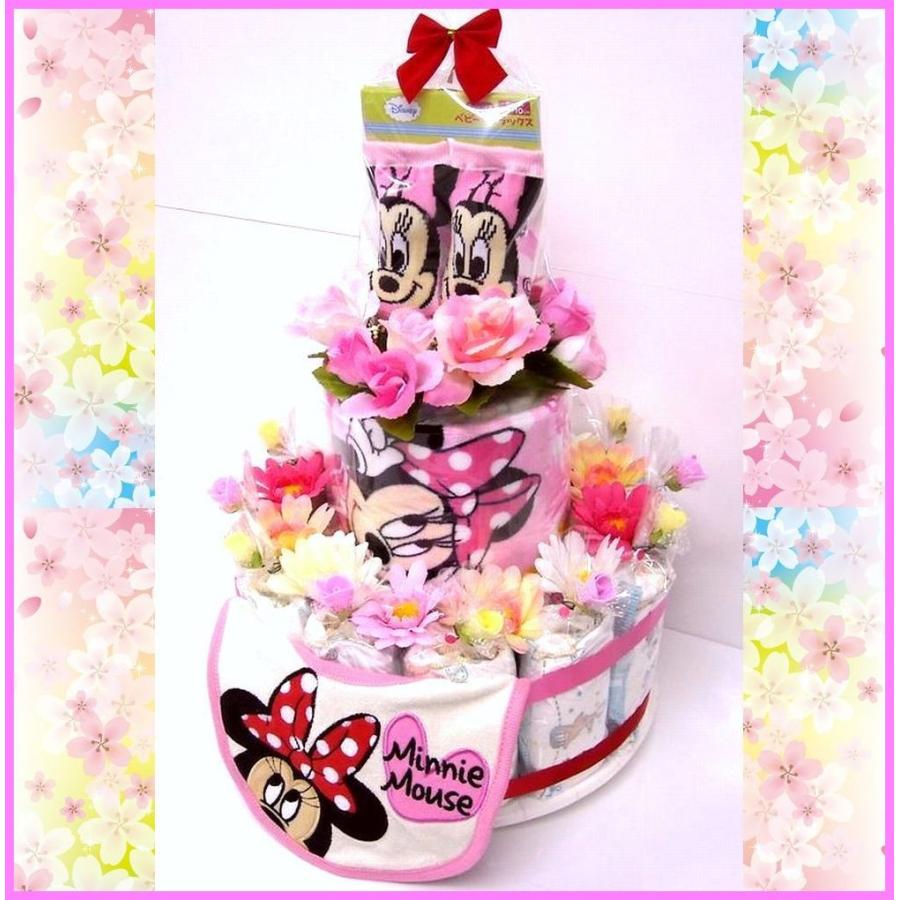 100 品質保証 出産祝い おむつケーキ オムツケーキ 人気商品 買い得 可愛いくって人気の ２段おむつケーキ ディズニーr 女の子用ミニー おむつ３０枚使用の豪華版 4年保証