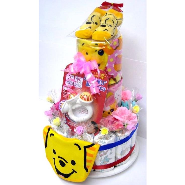 超特価sale開催 直送ギフト対応可 出産祝い オムツケーキ ３段おむつケーキ ディズニー３r 男女共用 くまのプーさん Babylonrooftop Com Au