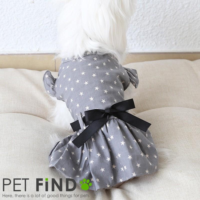 ＼GW限定クーポンあり／犬 服 PETFiND 犬服 春 夏  星柄キャミワンピ―ス リボン 星 前ボタン 在庫限り｜petfind｜04