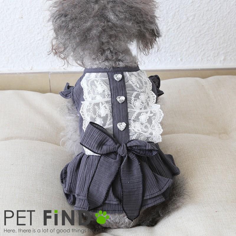 犬服  PETFiND 犬 服 春 夏 ハートボタン付き レースキャミワンピ 薄色 レース 在庫限り｜petfind｜04