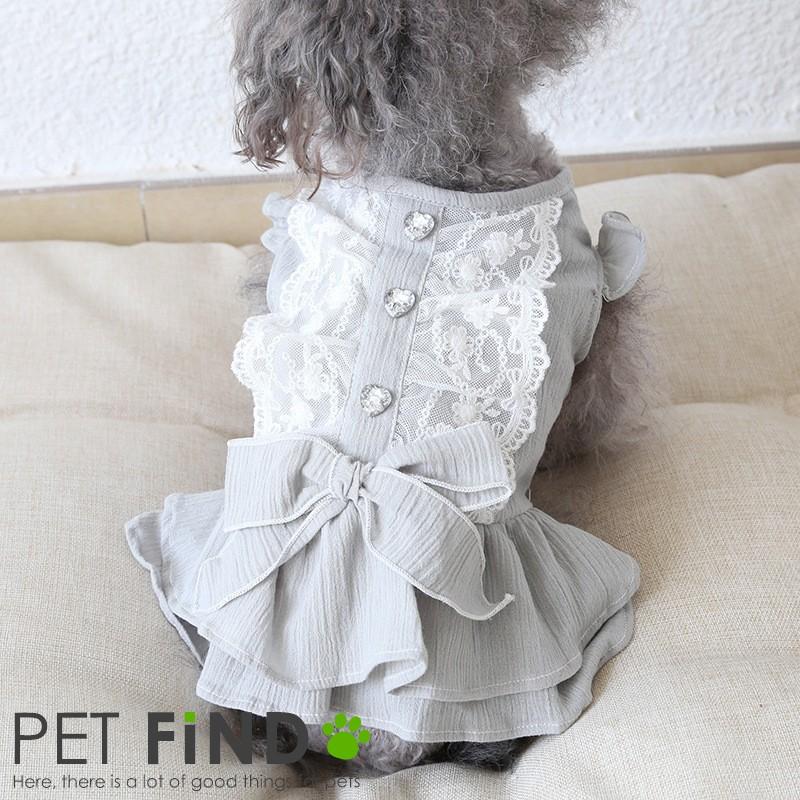 犬服  PETFiND 犬 服 春 夏 ハートボタン付き レースキャミワンピ 薄色 レース 在庫限り｜petfind｜05