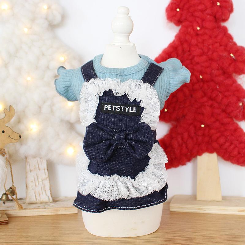 犬服 ブランド かわいい Petfind 犬 犬の服 秋冬 デニムエプロンワンピース フリル リボン Crma 1323 Pet Find Yahoo ショッピング店 通販 Yahoo ショッピング