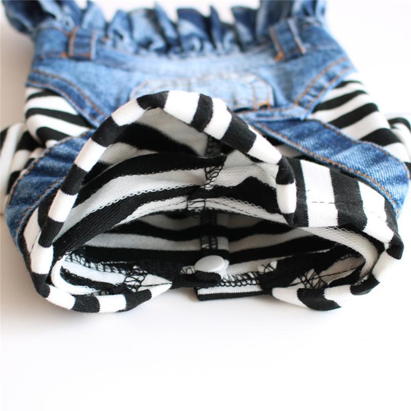 犬服 ブランド かわいい Petfind 犬 犬の服 オールシーズン デニムワンピース フード フリル 前ボタン ボーダー Crma 1338 Pet Find Yahoo ショッピング店 通販 Yahoo ショッピング