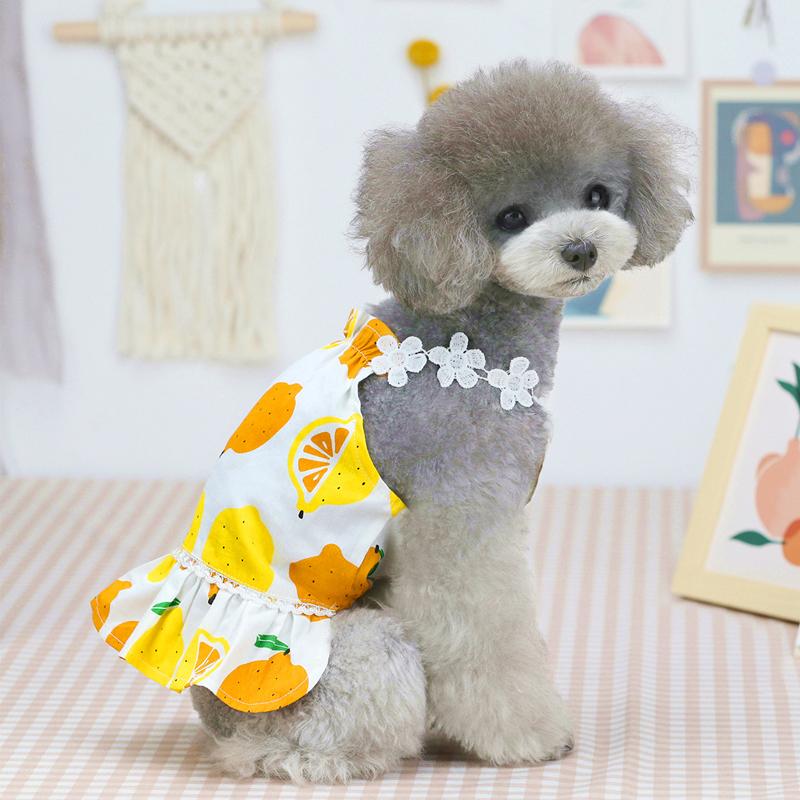 犬服 レモン柄キャミワンピ DM ハンドメイド 犬服 レモン柄キャミ