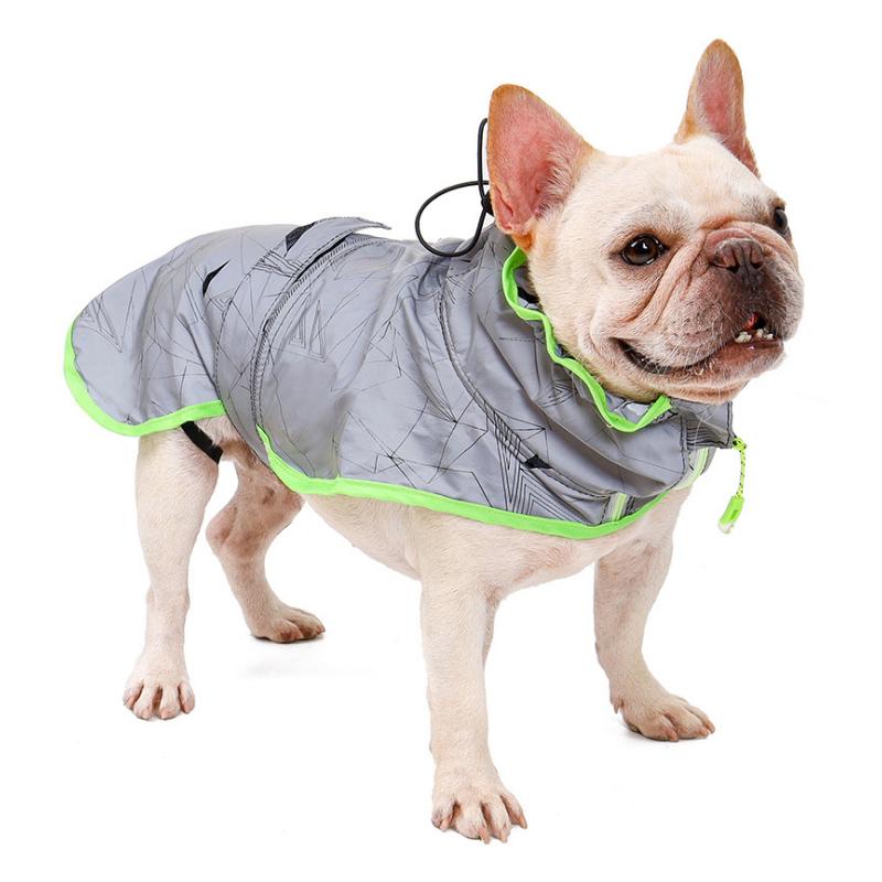 犬 服 犬の服 レインコート 反射生地 グレー アブストラクト リード穴