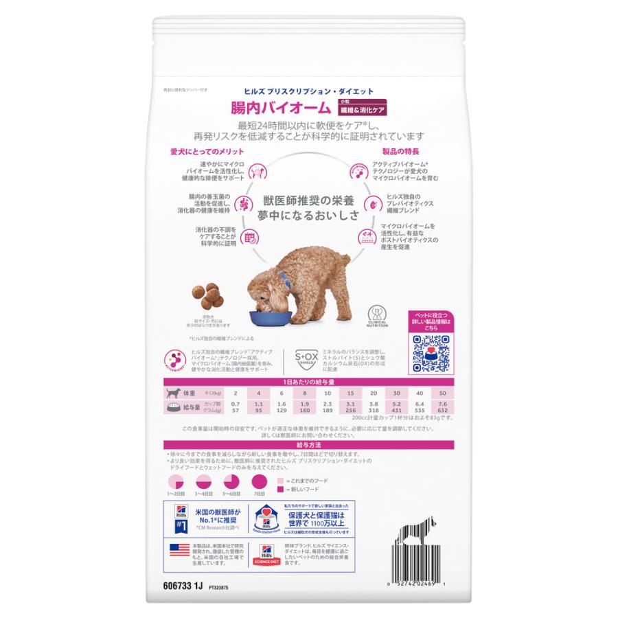 腸内バイオーム　3kg ヒルズ 食事療法食 犬用 腸内バイオーム 繊維＆消化ケア 小粒