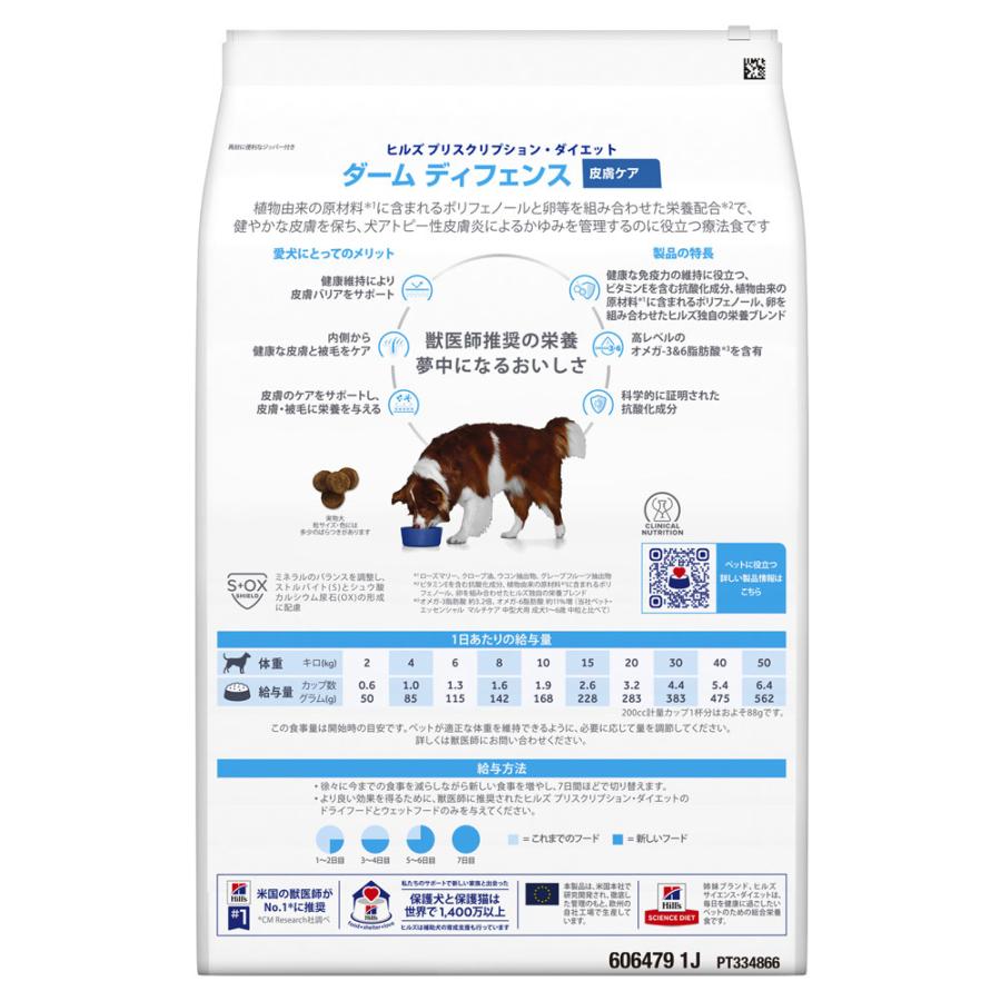 ヒルズ 食事療法食 犬用 ダームディフェンス 皮膚ケア ドライ 3kg