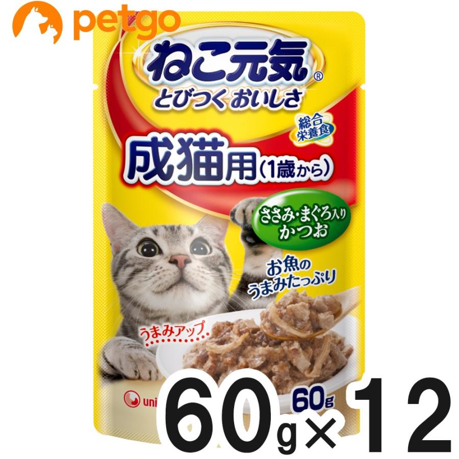 ねこ元気 総合栄養食 パウチ 成猫用 1歳から ささみ まぐろ入りかつお 60g 12袋 まとめ買い ペットゴー ヤフー店 通販 Yahoo ショッピング