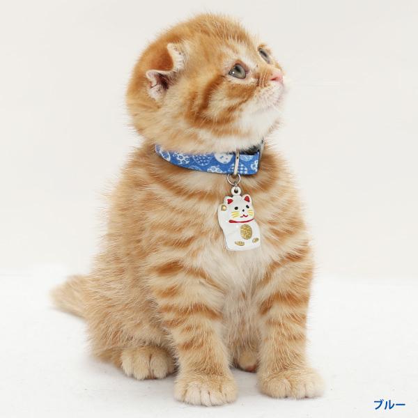 猫 首輪 「 日本製 福ねこ 」 かわいい 和柄 和風 招き猫 鈴