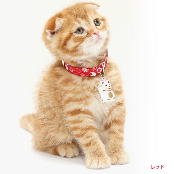 猫 首輪 「 日本製 福ねこ 」 かわいい 和柄 和風 招き猫 鈴