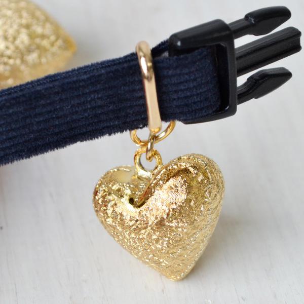 猫 首輪 「 ゴールドハート 」 かわいい おしゃれ シンプル 水琴鈴