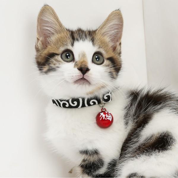 猫 首輪 「 日本製 唐草模様 」 ( 猫文字鈴 仕様 ) かわいい 和柄 和風