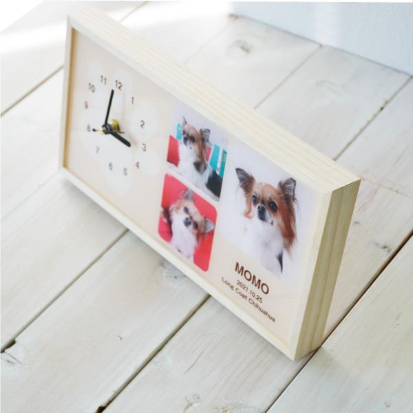 写真で作る 置き時計 犬 猫 「 MYフォト オリジナル テーブル クロック 」 色褪せない アクリルプレート ペットのお名前 写真 メッセージ入り 記念 プレゼント