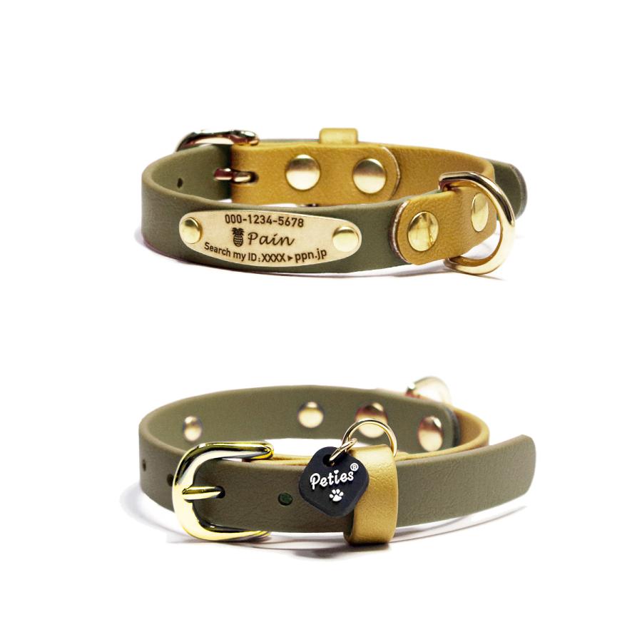 犬 首輪 おしゃれ 大人気 防水 BiColorGold ゴールド バイカラー 小型