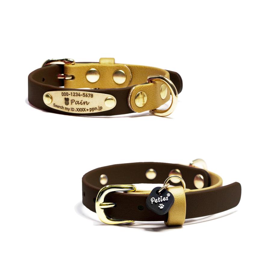 犬 首輪 おしゃれ 大人気 防水 BiColorGold ゴールド バイカラー 小型