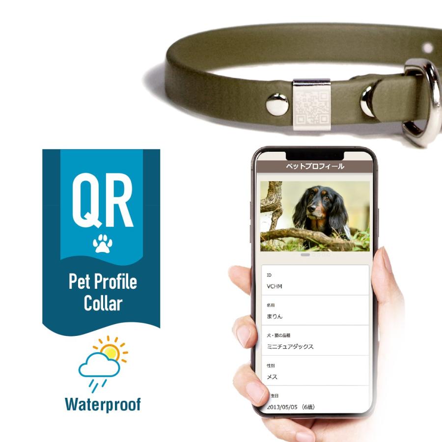 犬 首輪 小型犬 防水 QRコード 迷子札 高機能 Biothane QR CUBE 