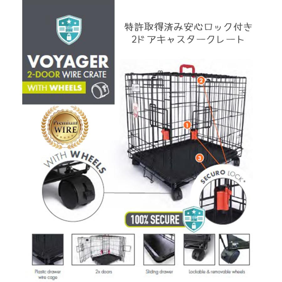 犬 ケージ クレート M-PETS キャスター付き2ドアプレミアムワイヤークレート Mサイズの画像