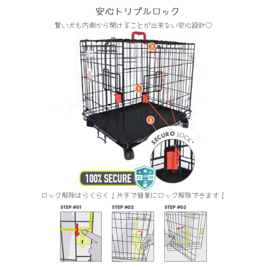 犬 ケージ クレート M-PETS キャスター付き2ドアプレミアムワイヤークレート Mサイズの画像